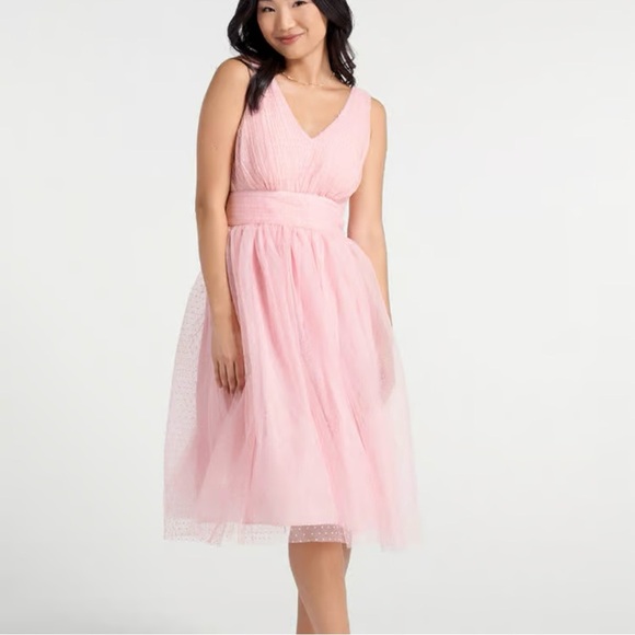 New ModCloth Romantic Memories Fit And Flare Dress Pink - Picture 1 of 8